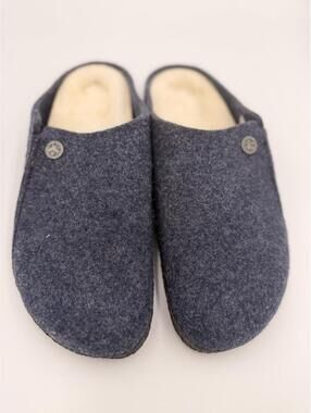 BIRKENSTOCK Zermatt Rivet Shearling Dark Blue Wool Felt Sz. 38